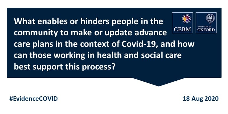 Advance Care Planning In The Community In The Context Of Covid 19 The Centre For Evidence Based Medicine